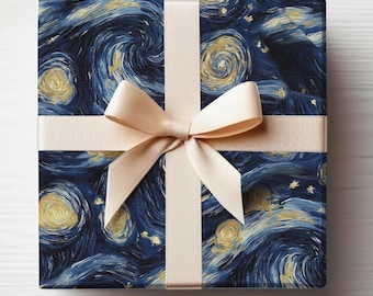 Starry Night Wrapping Paper Van Gogh Gift Wrap Roll Starry Night Gift Wrapping Paper Roll