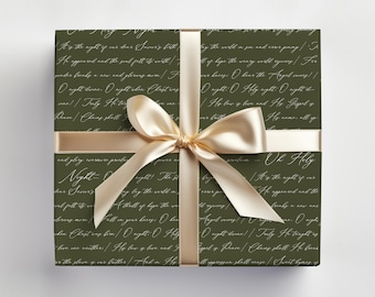 Religious Christmas Wrapping Paper Christmas Carol Wrapping Paper Oh Holy Night Lyrics, Christian Christmas Gift Wrap Roll Gloss