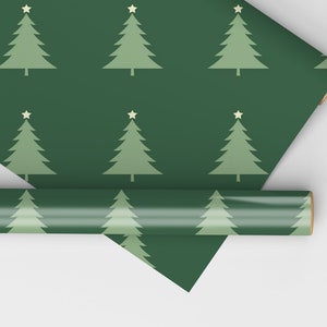 Minimalist Christmas Wrapping Paper Simple Evergreen Wrapping Paper Christmas Tree, Modern Christmas Tree Gift Wrap Roll, Minimal Holiday image 7