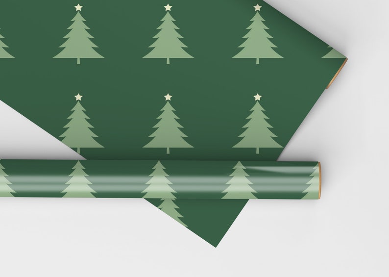 Minimalist Christmas Wrapping Paper Simple Evergreen Wrapping Paper Christmas Tree, Modern Christmas Tree Gift Wrap Roll, Minimal Holiday image 7