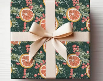 Orange Slices Wrapping Paper Roll Christmas Oranges Wrapping Paper