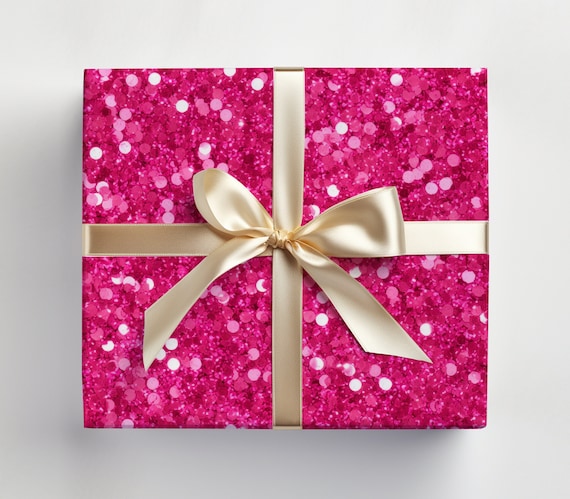 Glitter Hot Pink Wrapping Paper Roll Christmas Wrapping Paper Pink