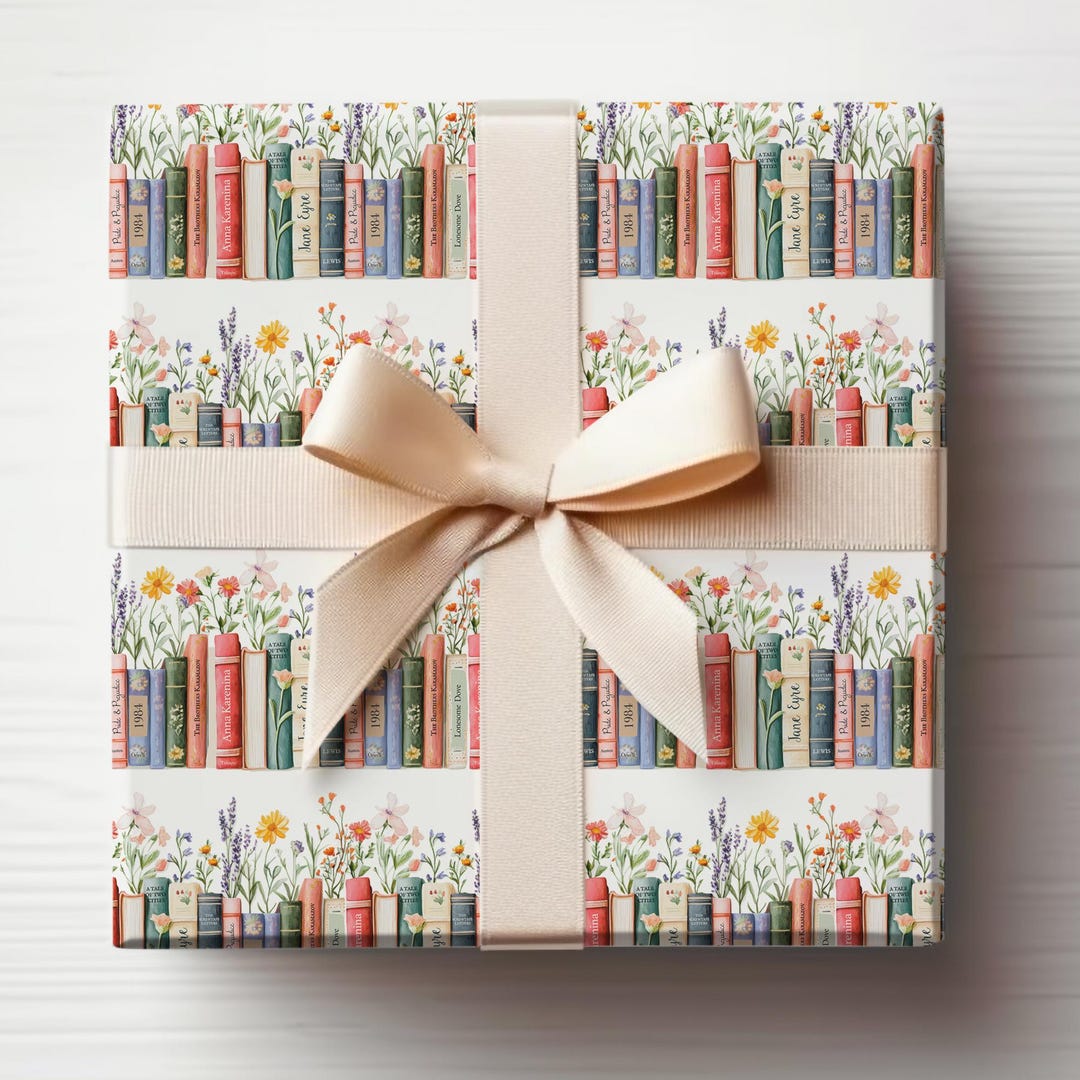 Classic Books Wrapping Paper Literature Gift Wrap Jane Austen Wrapping ...