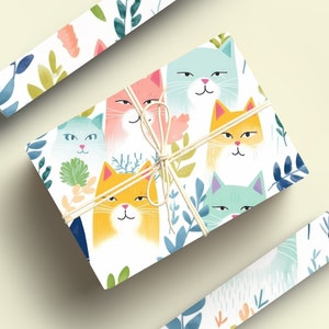 Mean Cat Wrapping Paper Roll, Funny Cats Gift Wrap, Angry Cat Gift Wrap, Painted Cats Wrapping Paper, Christmas Cat Gift Wrap, Kitten Gift image 4