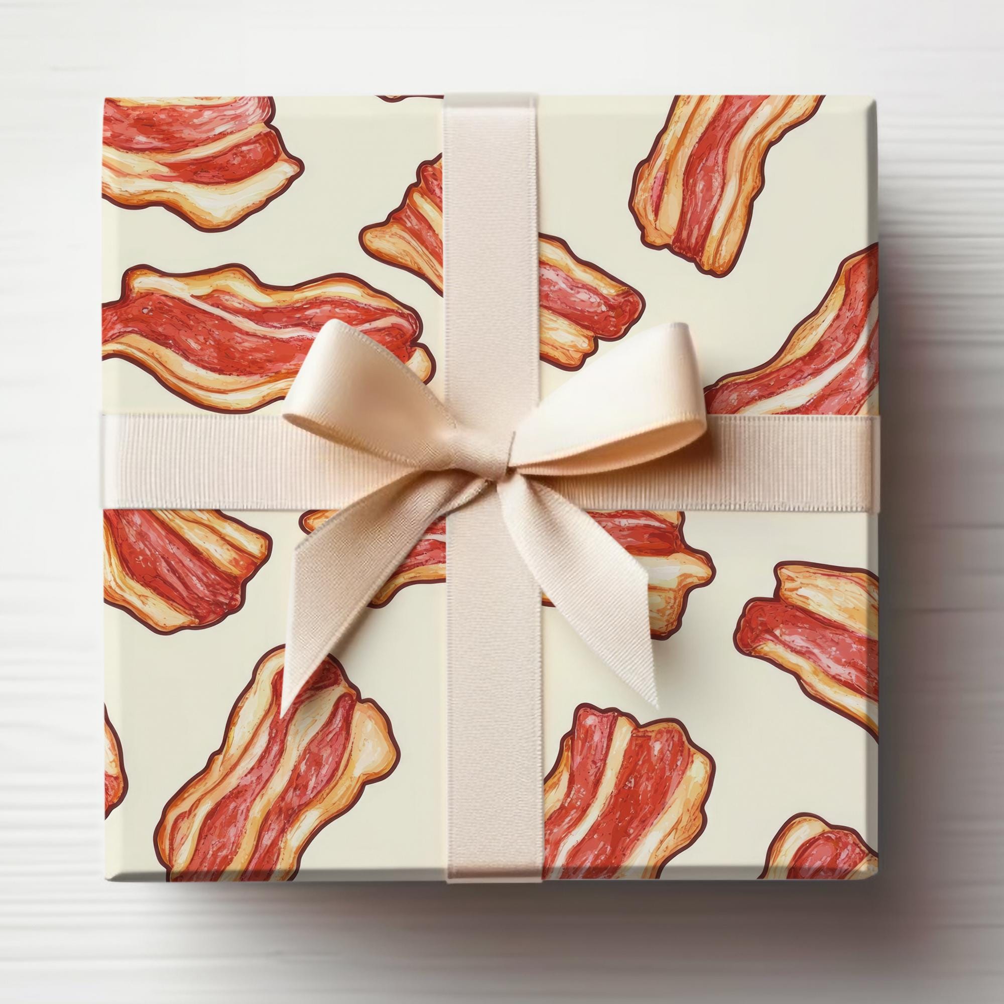 Bacon Wrapping Paper Roll Funny Gift Wrap Roll Funny Christmas Wrapping Paper Bacon Lovers Gift Wrap Carnivores Gift Wrapping Roll product image