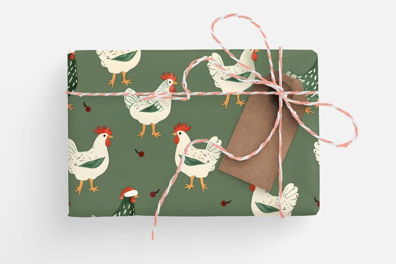 Chicken Wrapping Paper Christmas Chickens Gift Wrap Roll, Funny