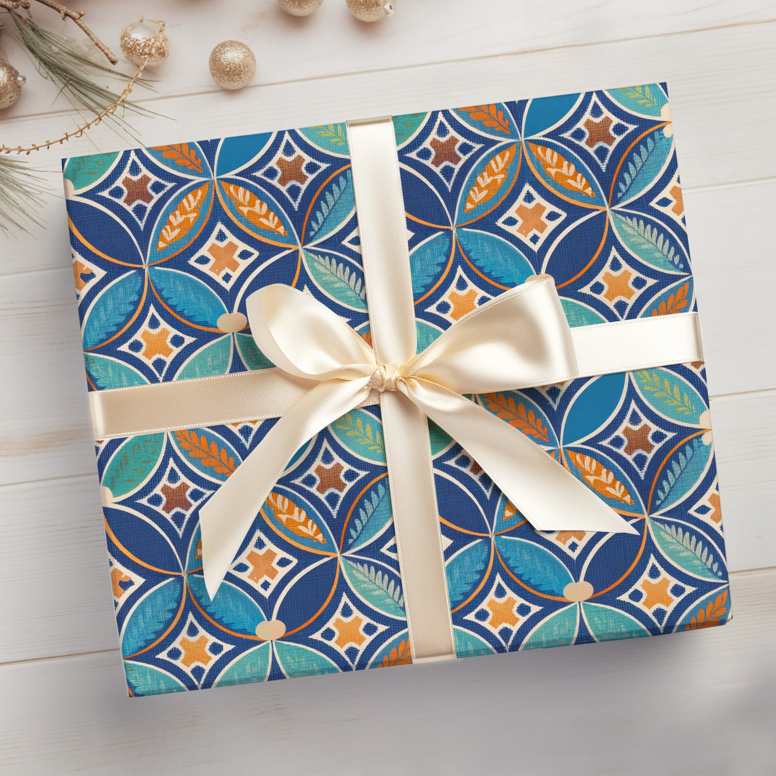 Moroccan Gift Wrap Roll Moroccan Tile Wrapping Paper Roll Geometric ...