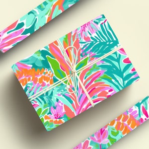 Tropical Wrapping Paper Roll, Tropical Leaves Gift Wrap Roll, Tropical Gift Wrapping Roll Jungle Gift Wrap, Monstera Wrapping Paper image 6