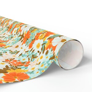 70s Wrapping Paper Roll, 1970s Gift Wrap, 70s Floral Wrapping Paper, Vintage 70s Retro Wrapping Paper Roll, 70s Gift Wrap Roll image 5