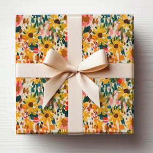 Abstract Sunflower Wrapping Paper Sunflowers Painterly Gift Wrap, Cute Sunflowers Wrapping Paper Roll, Fine Art Wrapping paper