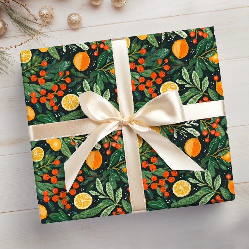 Oranges Christmas Wrapping Paper Oranges Christmas Oranges Wrapping ...