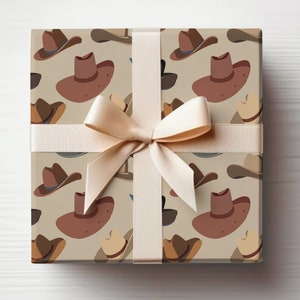 Cowboy Hats Wrapping Paper Roll Cowboy Hats Gift Wrap Roll Western Wrapping Paper, Southern Gift Wrap, Texan Gift Wrap Roll, Texas Gift Wrap