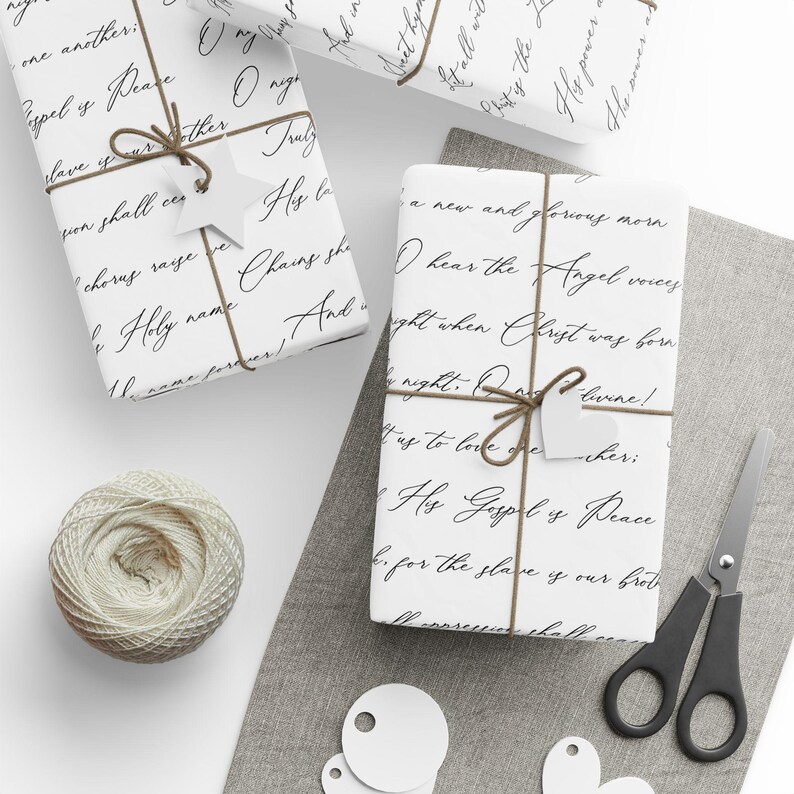 Oh Holy Night Script Wrapping Paper, Christmas Carol Gift Wrap Roll ...