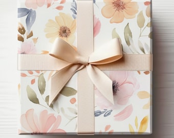Girl Baby Shower Wrapping Paper Roll Girl Gift Wrap Baby Shower, Girl Baby Shower Gift Wrap Pastel Floral Wrapping Paper Watercolor Pastel