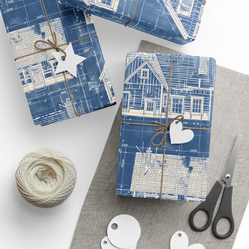 Engineer Wrapping Paper, Architect Gift Wrap Construction Wrapping Paper Home Builder Gift Wrapping Roll image 4