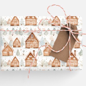 Gingerbread House Wrapping Paper Roll, Cute Gingerbread Wrapping Paper Christmas Gingerbread Houses Gift Wrapping Roll, Modern Gift Wrapping image 8