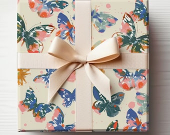 Butterfly Wrapping Paper, Cute Butterflies Gift Wrap, Butterfly Birthday Wrapping Paper, Butterfly Baby Shower Gift Wrap