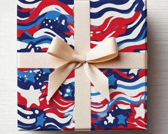 USA Wrapping Paper Roll Patriotic Wrapping Paper, USA Gift Wrapping, 4th of July Wrapping Paper Roll, USA Gift Wrap Roll