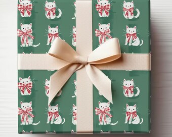 Kitten Wrapping Paper Roll Christmas Cats Gift Wrap Roll, Cute Cat Wrapping Paper Christmas Kitten Gift Wrapping Roll