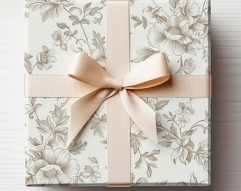 Elegant Toile Wrapping Paper, Wedding Wrapping Paper, Neutral Wedding, Elegant Wedding Gift Wrap, Gold Toile Wrapping Paper