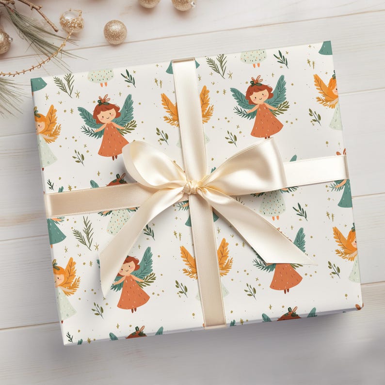 Angels Wrapping Paper Roll Angels Christmas Wrapping Paper Cute Angel ...