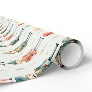 Nutcracker Wrapping Paper Christmas Nutcracker Wrapping Paper Roll, Modern Nutcracker, Boho Christmas Nutcracker Gift Wrap Roll, Cute image 5