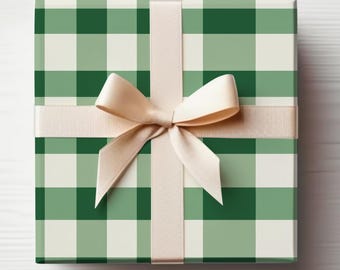 Rouleau de papier cadeau vert sauge Vichy Papier cadeau Noël à carreaux Papier cadeau à rayures vertes