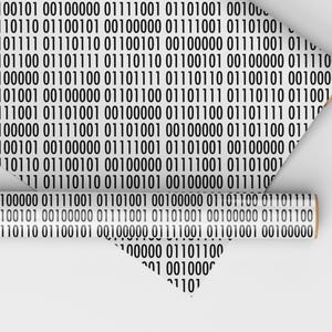 May include: White wrapping paper featuring a repeating pattern of black binary code. A partially unrolled roll and a folded sheet display the design. The paper has a light brown core.