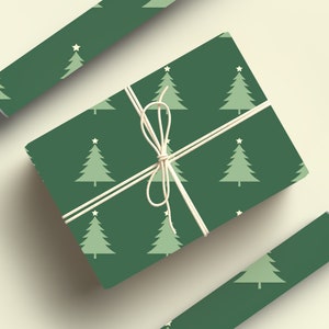 Minimalist Christmas Wrapping Paper Simple Evergreen Wrapping Paper Christmas Tree, Modern Christmas Tree Gift Wrap Roll, Minimal Holiday image 8