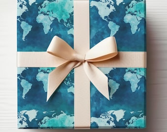 Papel de regalo con forma de mapa del mundo Rollo de papel de regalo con forma de globo terráqueo Rollo de papel de regalo con forma de mapa del mundo Rollo de papel de regalo para viajes