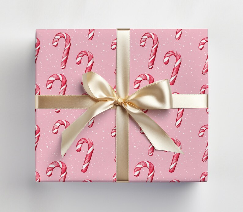 Pink Candy Cane Wrapping Paper Roll Pink Christmas Wrapping Paper Roll ...