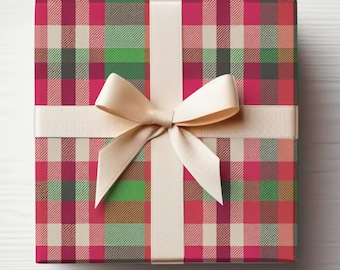 Scottish Plaid Christmas Wrapping Paper Tartan, Modern Plaid Wrapping Paper Christmas Plaid Gift Wrapping Paper, Christmas Plaid Gift Wrap