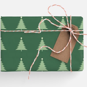 Minimalist Christmas Wrapping Paper Simple Evergreen Wrapping Paper Christmas Tree, Modern Christmas Tree Gift Wrap Roll, Minimal Holiday image 6