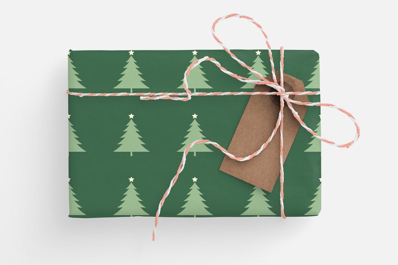 Minimalist Christmas Wrapping Paper Simple Evergreen Wrapping Paper Christmas Tree, Modern Christmas Tree Gift Wrap Roll, Minimal Holiday image 6