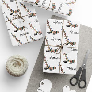 Hockey-Geschenkpapier mit Name, Kinder-Geschenkpapier Hockey-Geschenkpapierrolle mit Namen, Hockey-Weihnachtsgeschenkpapierrolle Bild 3