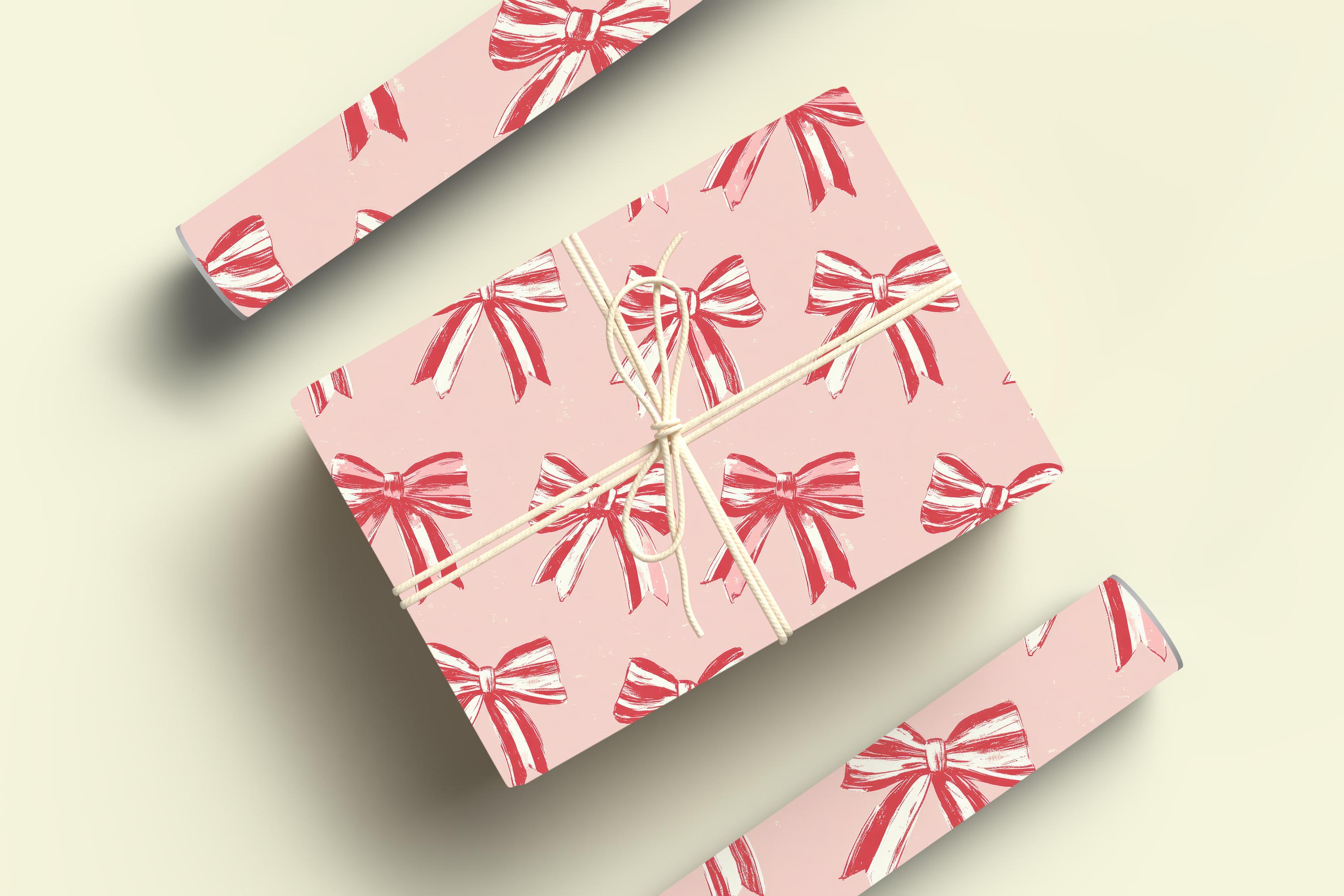 thumbnail image 2 of RUSPEPA Cherry Bow Wrapping Paper Roll - Mini Roll - 43.2cm X 5m... 2 of 12