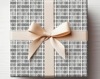 Papier cadeau binaire pour programmeur informatique Papier cadeau ringard Je t'aime Code binaire pour ordinateur