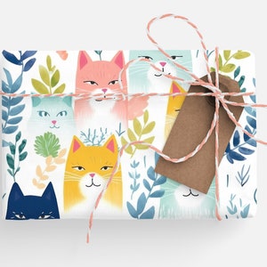 Mean Cat Wrapping Paper Roll, Funny Cats Gift Wrap, Angry Cat Gift Wrap, Painted Cats Wrapping Paper, Christmas Cat Gift Wrap, Kitten Gift image 8