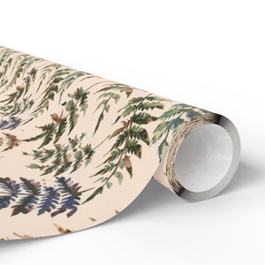 Fern Wrapping Paper Roll, Leaves Wrapping Paper, Pink Leaves Gift Wrap, Watercolor Fern Wrapping Paper, Modern Gift Wrap image 3