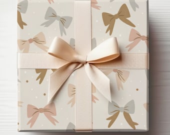 Papel de envolver baby shower para niñas, papel de envolver arcos, envoltura de regalo de arcos, rollo de papel de envolver femenino, envoltura de regalo con arcos en él