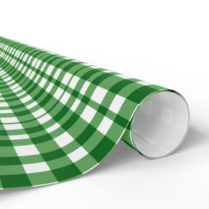Green Tartan Wrapping Paper Green Gingham Wrapping Paper Roll Green Plaid, Kelly Green Striped Wrapping Paper Green Xmas Gift Wrapping Roll image 7