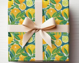 Lemons Wrapping Paper Citrus Painted Lemons Gift Wrapping Mediterranean Wrapping Paper Italian Gift Wrap Lemonade Wrapping Paper Roll