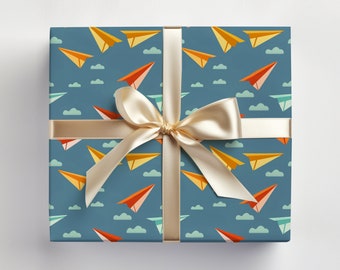 Paper Airplanes Wrapping Paper, Airplane Gift Wrap, Boy Birthday Wrapping Paper Little Boy, Airplane Gift Wrap,