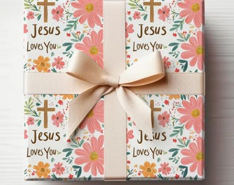 Jesus Loves You Wrapping Paper Roll, Jesus Loves You Gift Wrap Roll Religious Wrapping Paper Christian Gift Wrap Jesus
