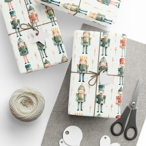 Nutcracker Wrapping Paper Christmas Nutcracker Wrapping Paper Roll, Modern Nutcracker, Boho Christmas Nutcracker Gift Wrap Roll, Cute image 3