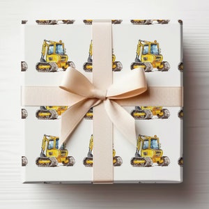 Construction Wrapping Paper Backhoe Gift Wrap, Boys Construction Gift Wrap, Bulldozer Wrapping Paper, Construction Birthday Gift Wrap
