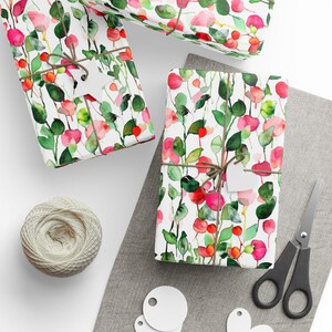 Abstract Art Wrapping Paper Christmas Abstract Watercolor Wrapping Paper Roll Pink Watercolor Gift Wrap Roll, Artistic Christmas Wrapping image 3