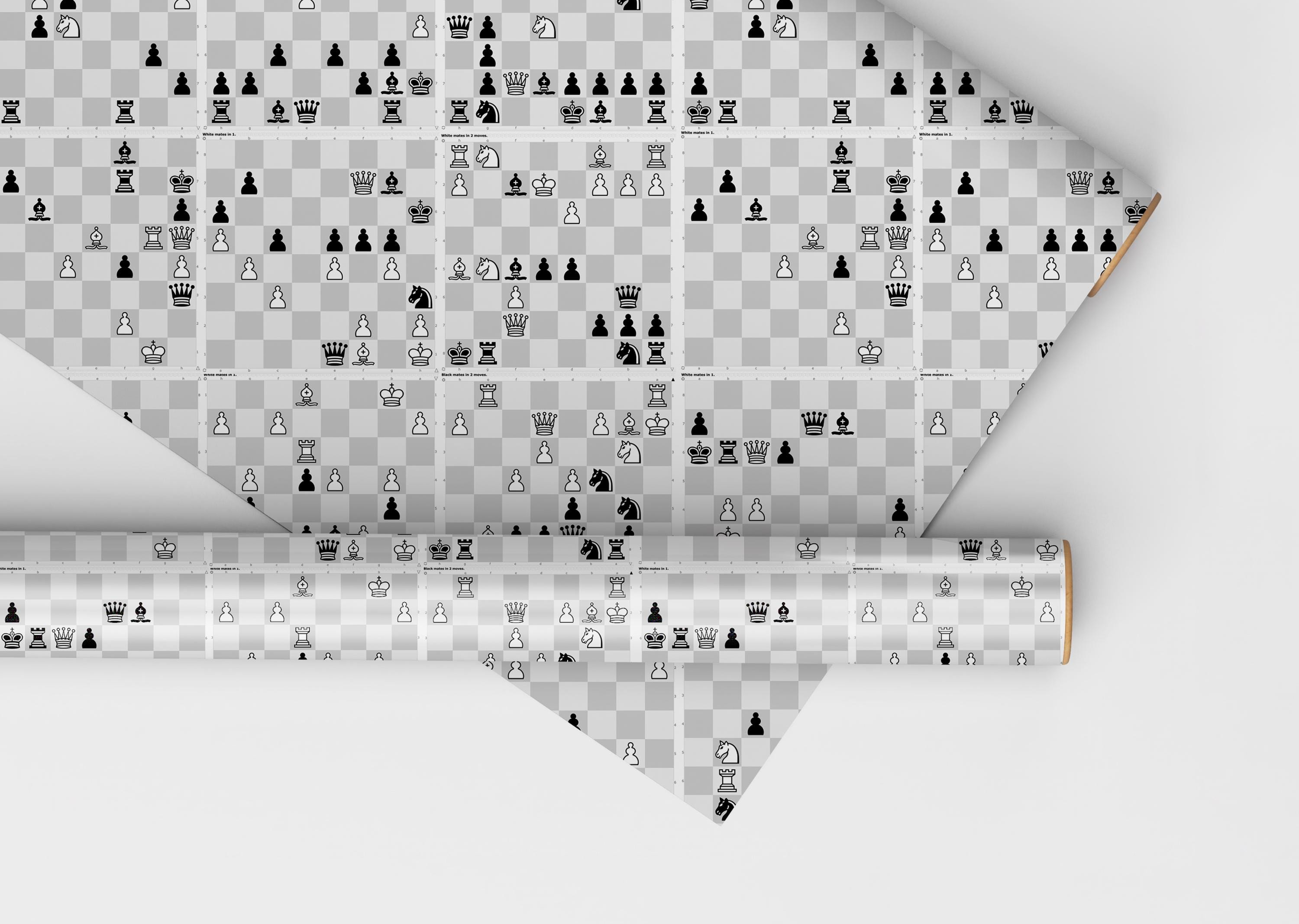 Chess Wrapping Paper Checkmate in One Puzzles, Chess Puzzles Gift Wrap ...