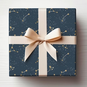 Rotolo di carta da regalo con stelle, costellazioni, cielo notturno, carta da regalo, notte stellata, carta da regalo con astronomia