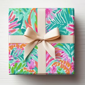 Tropical Wrapping Paper Roll, Tropical Leaves Gift Wrap Roll, Tropical Gift Wrapping Roll Jungle Gift Wrap, Monstera Wrapping Paper image 4